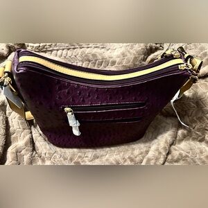Giani Bernini Dark Purple Ostrich Embossed Hobo Handbag
